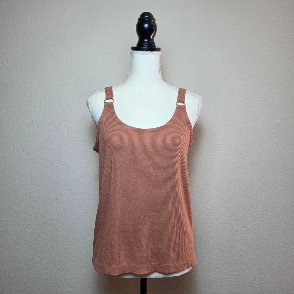 Chaser Orange Ribbed O-Ring Strap Tank Top Large